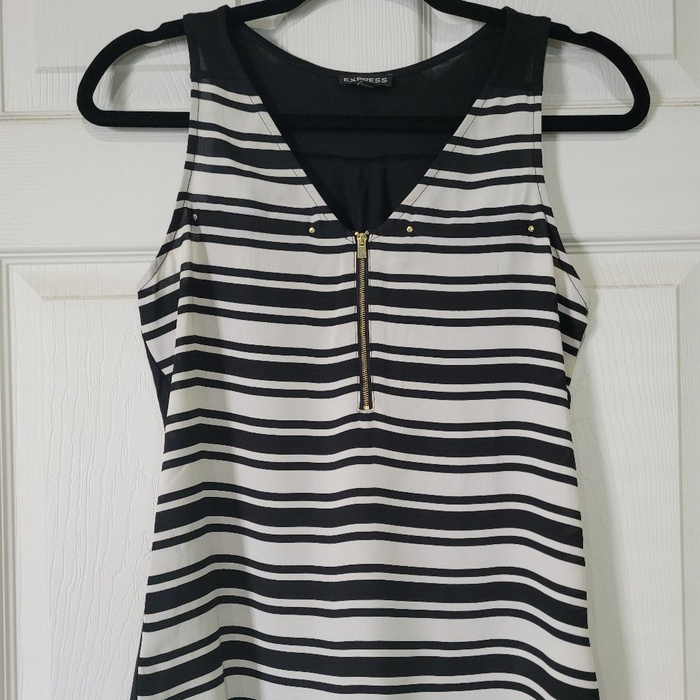 Express Black and White  Striped Sleeveless Top